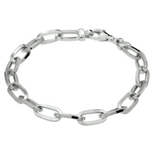 armband paperclip vierkante buis 6,5 mm 19 cm zilver gerhodineerd