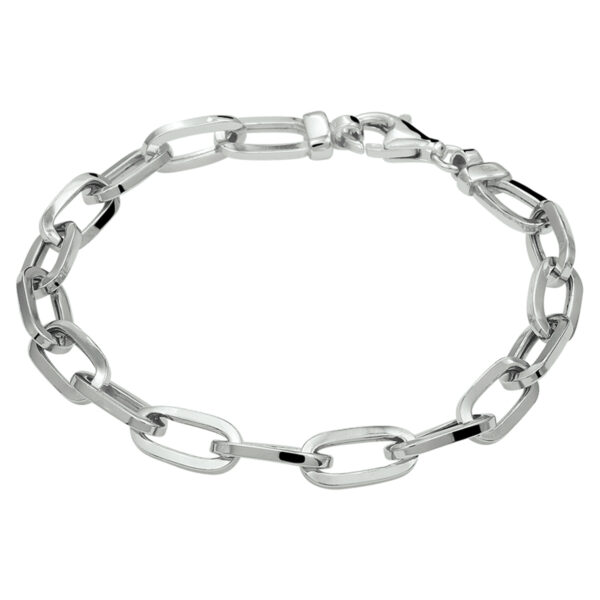 armband paperclip vierkante buis 6,5 mm 19 cm zilver gerhodineerd