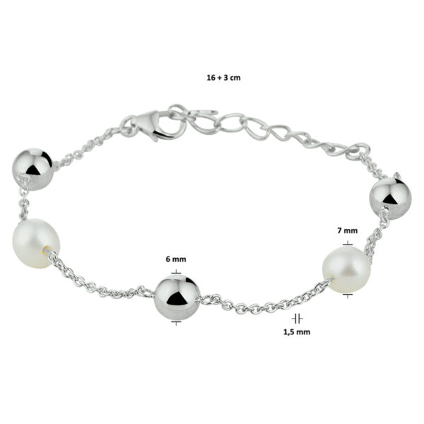 armband parel 16 + 3 cm zilver gerhodineerd - Afbeelding 4