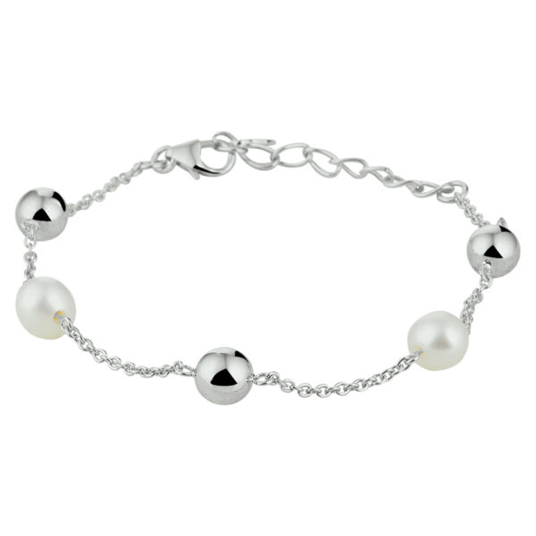 armband parel 16 + 3 cm zilver gerhodineerd