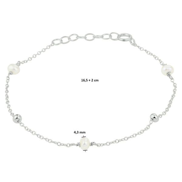 armband parel 16,5 + 2 cm zilver gerhodineerd - Afbeelding 3