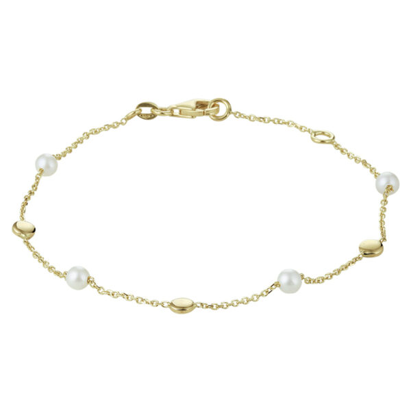 armband parel 17 - 19 cm 14K geelgoud