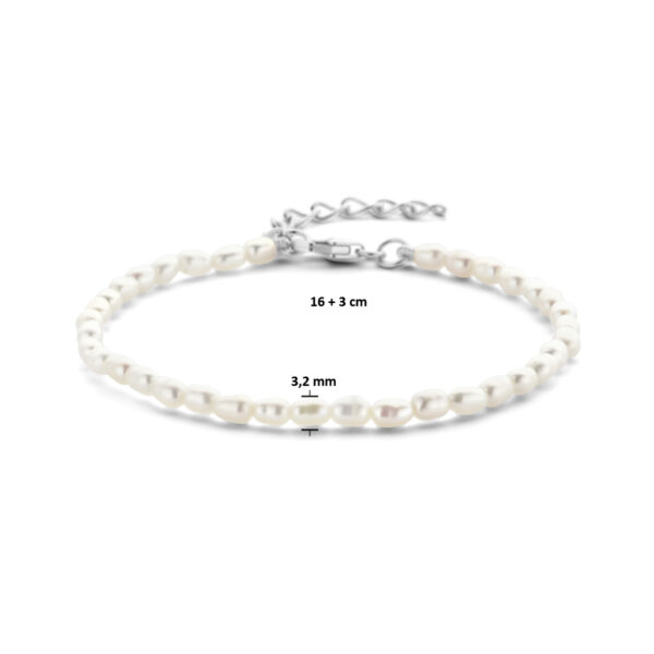 armband parel 3,2 mm 16 + 3 cm zilver gerhodineerd - Afbeelding 3