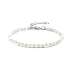 armband parel 3,2 mm 16 + 3 cm zilver gerhodineerd