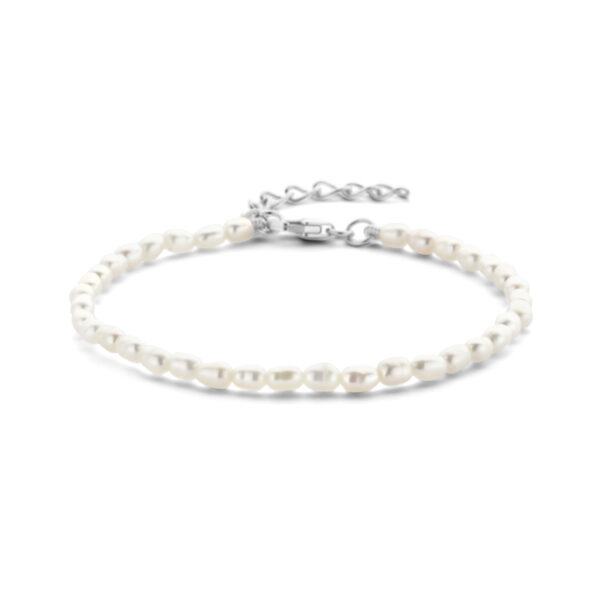 armband parel 3,2 mm 16 + 3 cm zilver gerhodineerd
