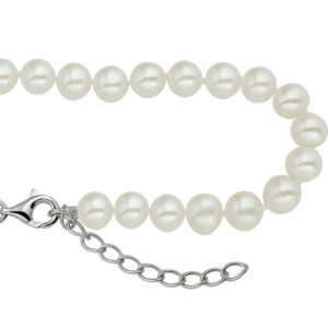 armband parel 6,5 mm 18 + 3 cm zilver gerhodineerd