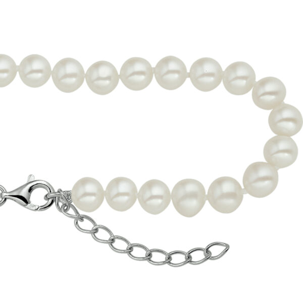 armband parel 6,5 mm 18 + 3 cm zilver gerhodineerd