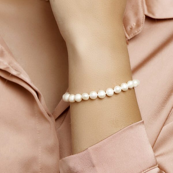 armband parel 7,5 mm 18 + 3 cm zilver gerhodineerd - Afbeelding 2