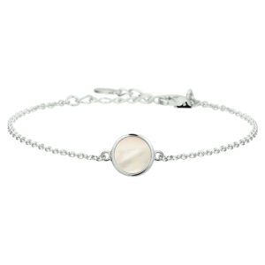 armband parelmoer 17 + 2 cm zilver gerhodineerd