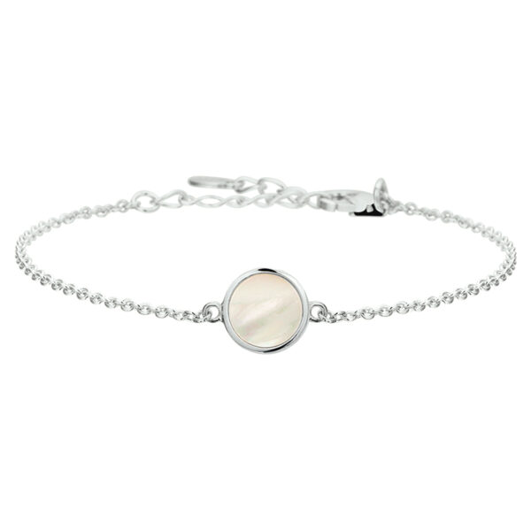 armband parelmoer 17 + 2 cm zilver gerhodineerd
