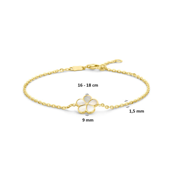 armband parelmoer bloem 16 - 18 cm 14K geelgoud - Afbeelding 3