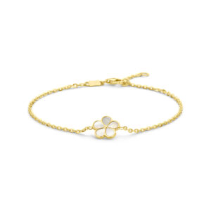 armband parelmoer bloem 16 - 18 cm 14K geelgoud