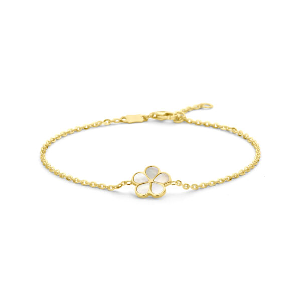 armband parelmoer bloem 16 - 18 cm 14K geelgoud