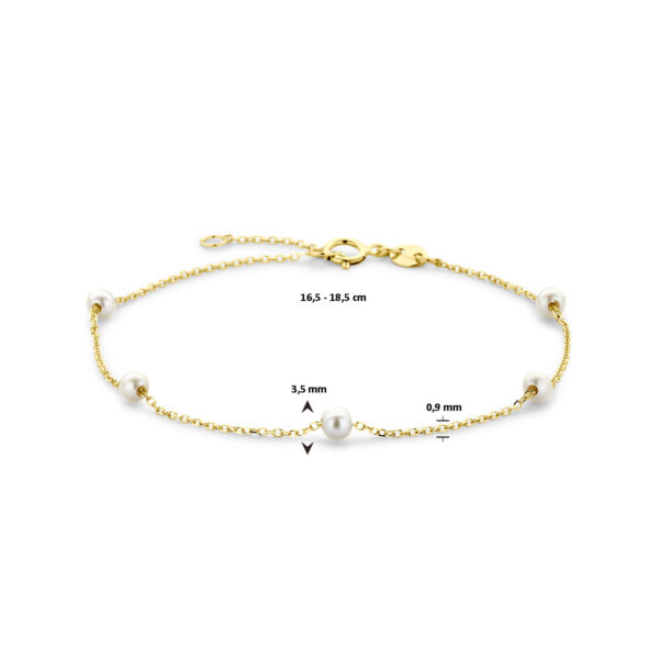 armband parels 16,5 - 18,5 cm 14K geelgoud - Afbeelding 3
