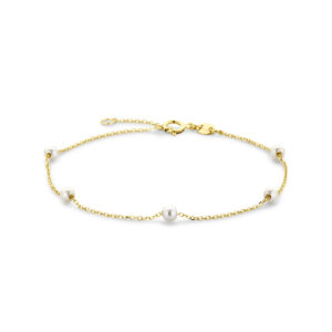 armband parels 16,5 - 18,5 cm 14K geelgoud