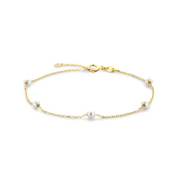 armband parels 16,5 - 18,5 cm 14K geelgoud