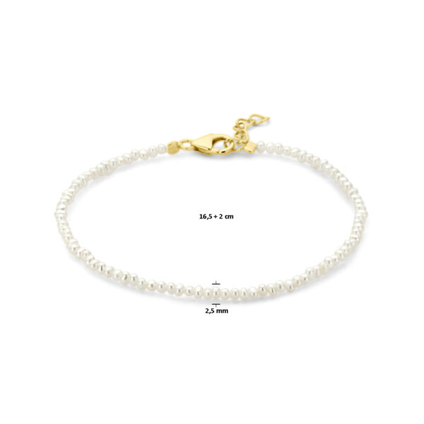 armband parels 16,5 + 2 cm 3 micron zilver verguld (geel) - Afbeelding 3