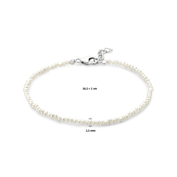 armband parels 16,5 + 2 cm zilver gerhodineerd - Afbeelding 3