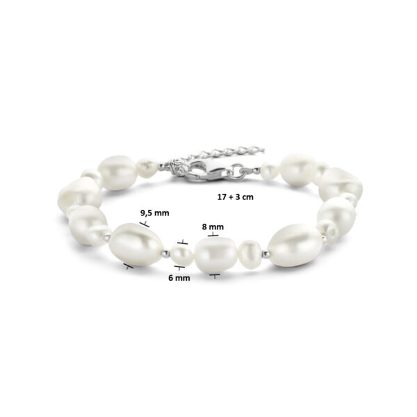 armband parels 17 + 3 cm zilver gerhodineerd - Afbeelding 3