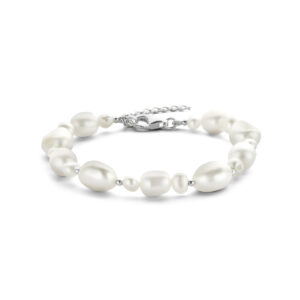 armband parels 17 + 3 cm zilver gerhodineerd