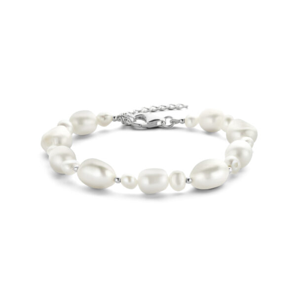 armband parels 17 + 3 cm zilver gerhodineerd