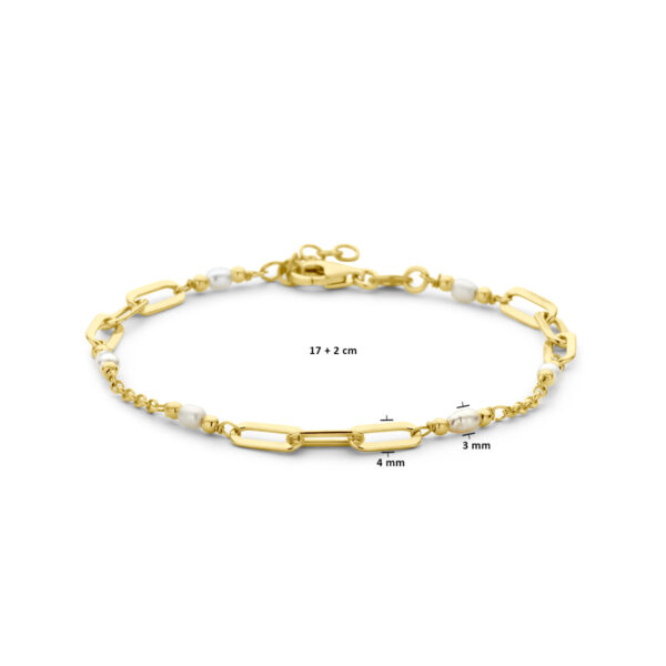 armband parels 18 + 2 cm 3 micron zilver verguld (geel) - Afbeelding 3