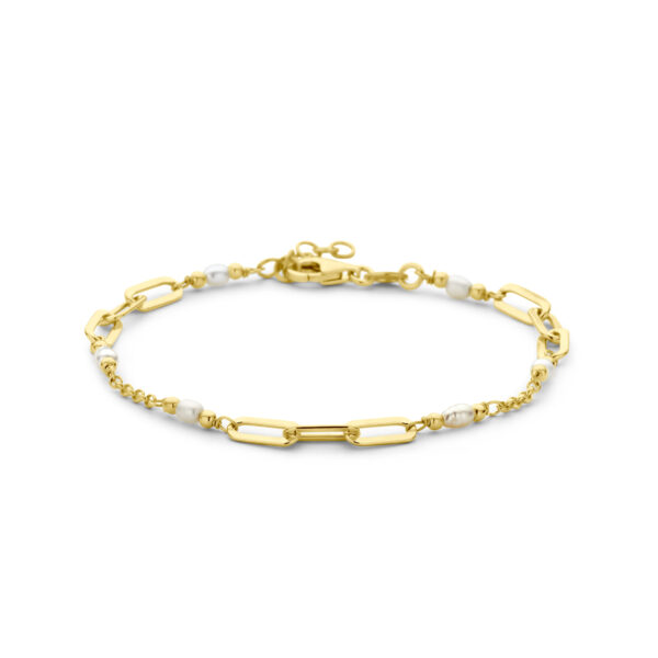 armband parels 18 + 2 cm 3 micron zilver verguld (geel)