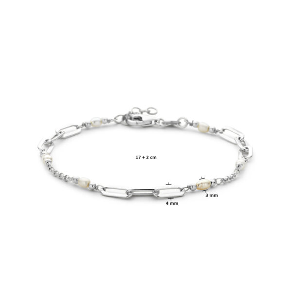 armband parels 18 + 2 cm zilver gerhodineerd - Afbeelding 3