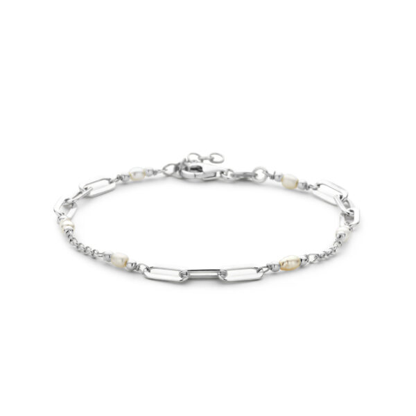 armband parels 18 + 2 cm zilver gerhodineerd