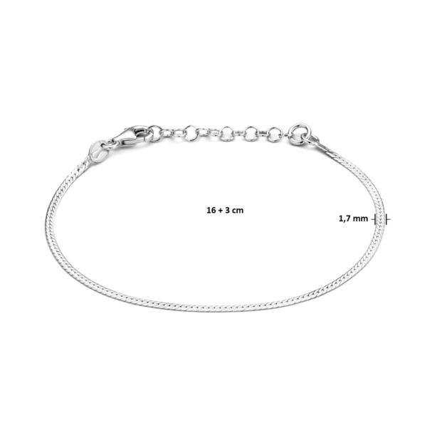 armband plat 1,7 mm 16 + 3 cm zilver gerhodineerd - Afbeelding 3