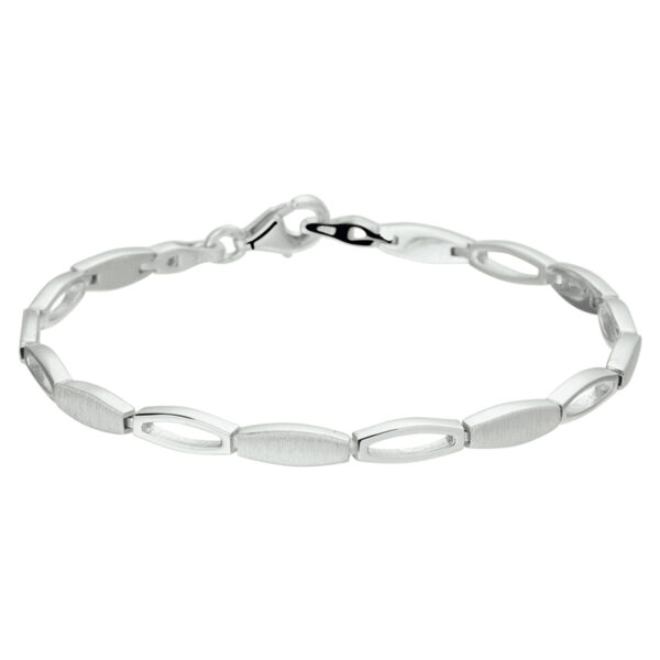 armband poli/mat 4,2 mm 19 cm zilver gerhodineerd