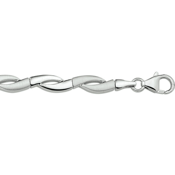 armband poli/mat 6 mm 19 cm zilver gerhodineerd