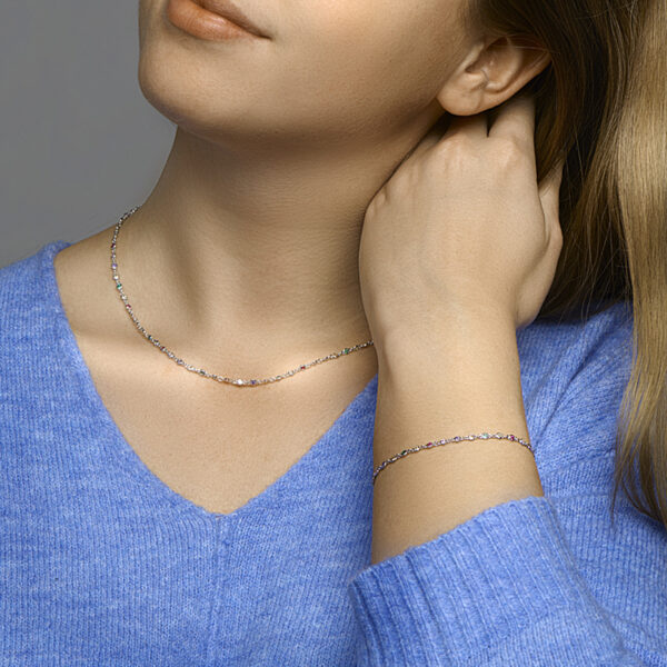 armband regenboog zirkonia 16,5 + 2 cm zilver gerhodineerd - Afbeelding 3