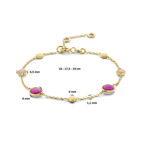 armband robijn, opaal en rondjes 16 - 17,5 - 19 cm 14K geelgoud - Afbeelding 3