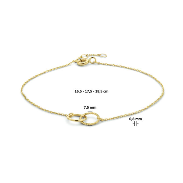 armband rond 16,5 - 17,5 - 18,5 cm 14K geelgoud - Afbeelding 3