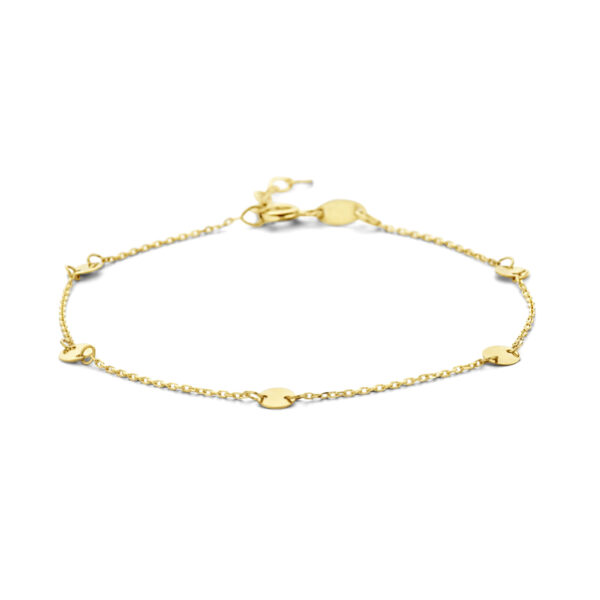 armband ronde plaatjes 16,5 + 2 cm 14K geelgoud