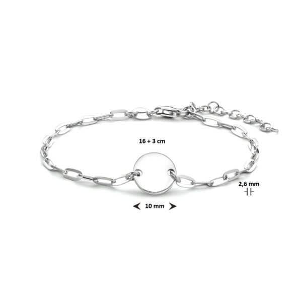armband rondje 16 + 3 cm zilver gerhodineerd - Afbeelding 3