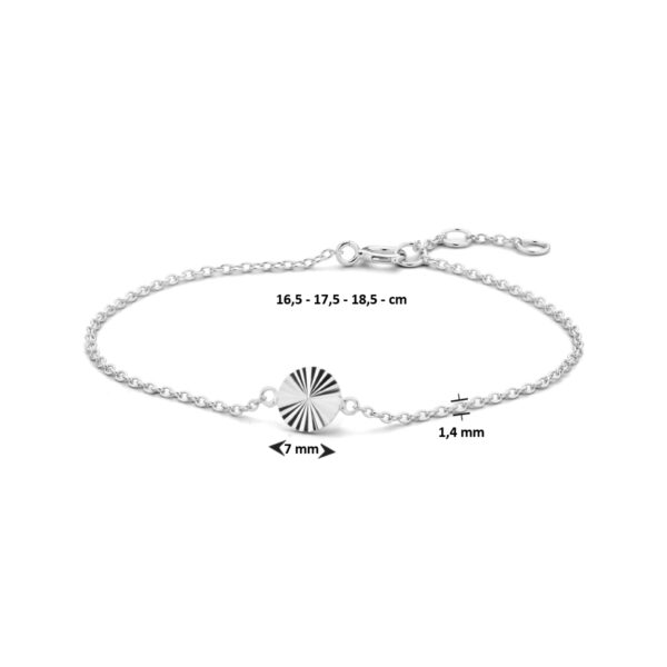 armband rondje gediamanteerd 16,5 - 17,5 - 18,5 cm zilver gerhodineerd - Afbeelding 4