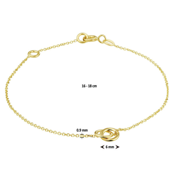 armband rondjes 0,9 mm 16 - 18 cm 14K geelgoud - Afbeelding 3