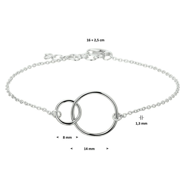 armband rondjes 1,3 mm 16 + 2,5 cm zilver gerhodineerd - Afbeelding 5