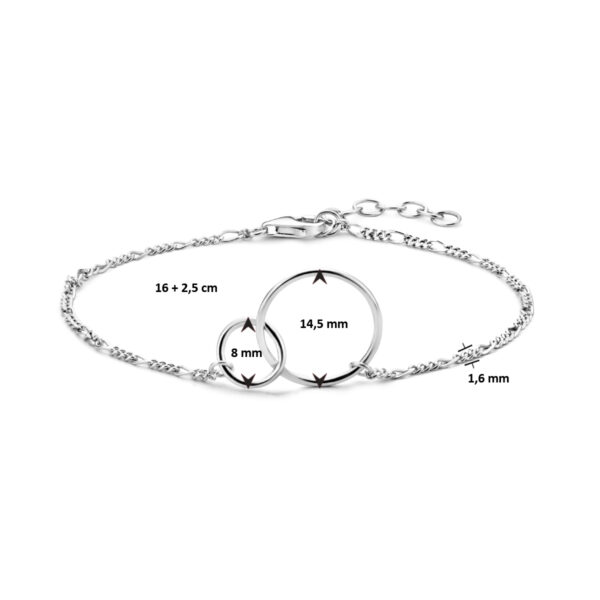 armband rondjes 16 + 2,5 cm zilver gerhodineerd - Afbeelding 3