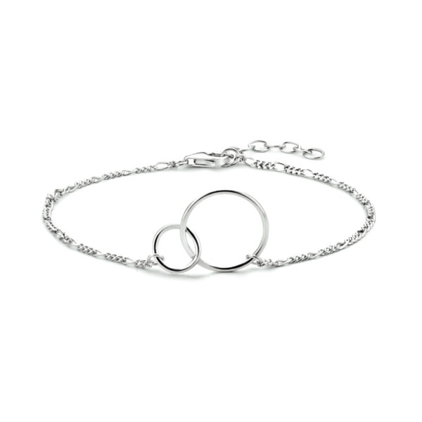 armband rondjes 16 + 2,5 cm zilver gerhodineerd