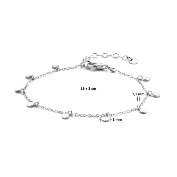 armband rondjes 16 + 3 cm zilver gerhodineerd - Afbeelding 3