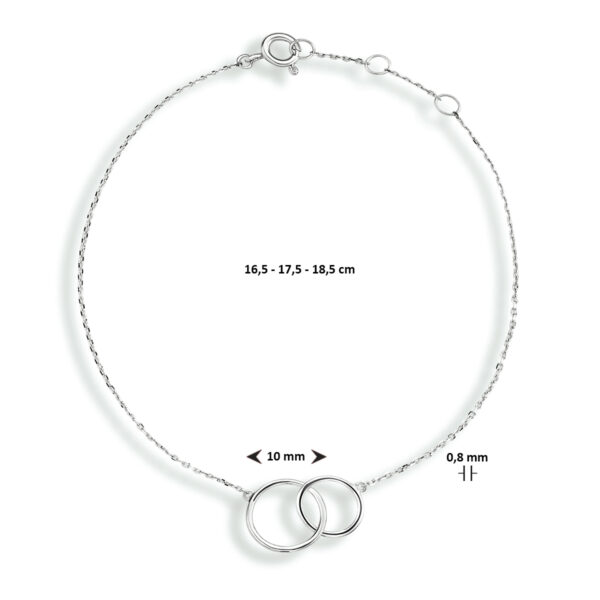 armband rondjes 16,5 - 18,5 cm 14K witgoud - Afbeelding 3
