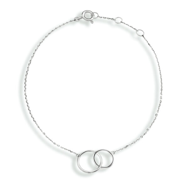 armband rondjes 16,5 - 18,5 cm 14K witgoud