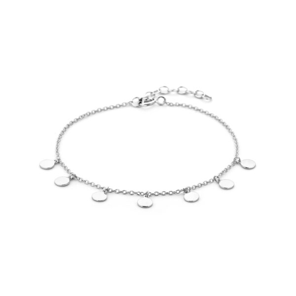 armband rondjes 16,5 + 2,5 cm zilver gerhodineerd