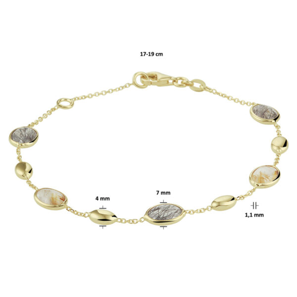 armband rutiel kwarts 17 - 19 cm 14K geelgoud - Afbeelding 5