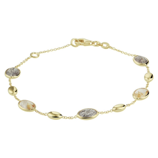 armband rutiel kwarts 17 - 19 cm 14K geelgoud
