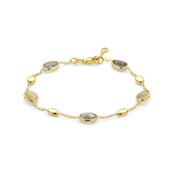 armband rutiel kwarts 17 - 19 cm 18K geelgoud