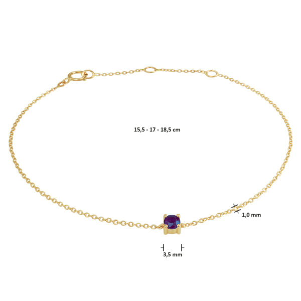 armband saffier 15,5 - 17 - 18,5 cm 14K geelgoud - Afbeelding 4